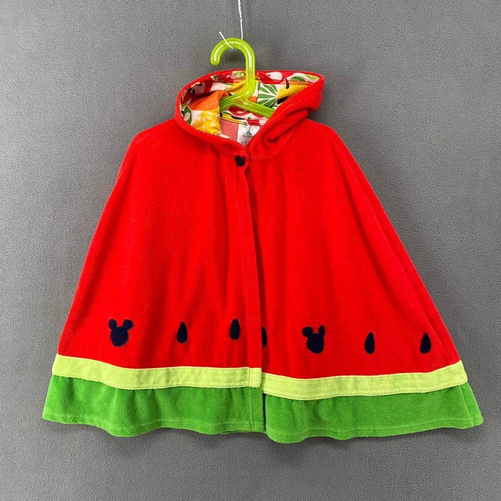 Disney Mickey Mouse Watermelon Swim Poncho Girls XS 4 Red Hooded Pool Beach